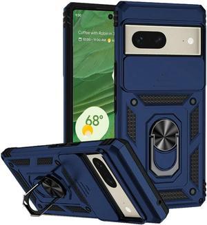Military Grade Hybrid Case with Ring Grip and Camera Lens Protector for Google Pixel 7 - Blue