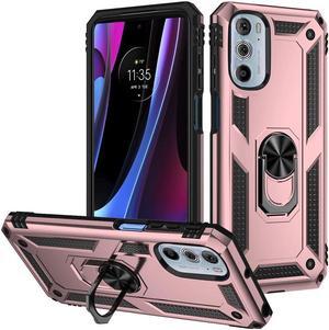 Military Grade Hybrid Case with Ring Holder for Motorola Moto G 5G 2022 - Rose Gold