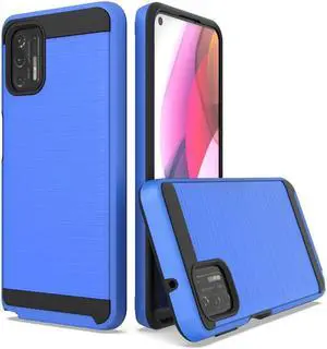Brushed Textured Hybrid Armor Case for Motorola Moto G Stylus 2021 - Blue
