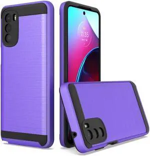 Brushed Textured Hybrid Armor Case for Motorola Moto G Stylus 5G 2022 - Purple