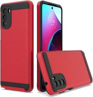 Brushed Textured Hybrid Armor Case for Motorola Moto G Stylus 5G 2022 - Red