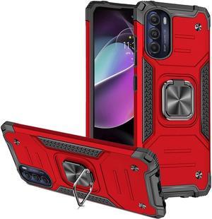 Robust Series Dual Layer Hybrid Case with Ring Holder for Motorola Moto G 5G 2022 - Red