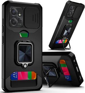 Military Grade All-In-One Ring Stand Card Case for Motorola Moto G Power 5G 2023 - Black