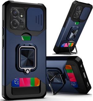 Military Grade All-In-One Ring Stand Card Case for Motorola Moto G Power 5G 2023 - Blue