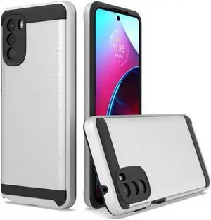 Brushed Textured Hybrid Armor Case for Motorola Moto G Stylus 5G 2022 - Silver