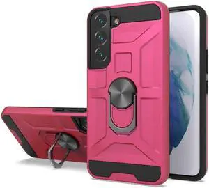 Dynamic Dual Layer Hybrid Case with Ring Holder for Samsung Galaxy S22 5G - Hot Pink