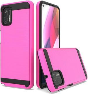 Brushed Textured Hybrid Armor Case for Motorola Moto G Stylus 2021 - Hot Pink