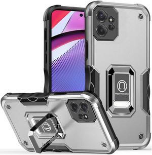 Military Grade Shockproof Hybrid Armor Case with Ring Grip for Motorola Moto G Power 5G 2023 - Silver