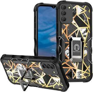 Military Grade Shockproof Hybrid Armor Case with Ring Grip for Nokia G400 5G - Marble Black