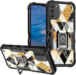 Military Grade Shockproof Hybrid Armor Case with Ring Grip for Nokia G400 5G - Marble Gold