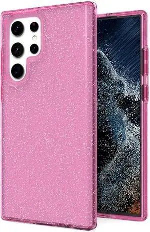 Full Glitter Hybrid Protective Case for Samsung Galaxy S22 Ultra 5G - Pink