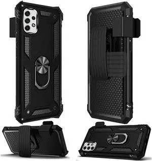 Military Grade Ring Grip Case with Belt Clip Holster for Samsung Galaxy A53 5G - Black