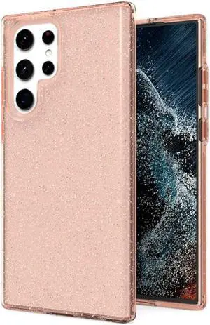 Full Glitter Hybrid Protective Case for Samsung Galaxy S22 Ultra 5G - Rose Gold