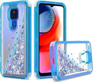 Atomic Quicksand Glitter Waterfall Hybrid Case for Motorola Moto G Play 2021 - Blue