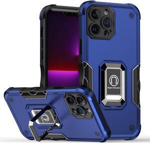 Military Grade Shockproof Hybrid Armor Case with Ring Grip for iPhone 14 Pro - Blue