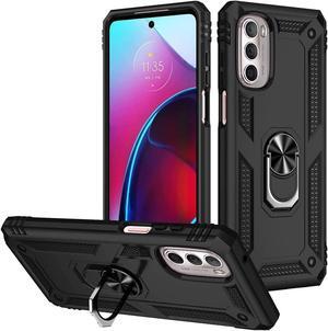 Military Grade Hybrid Case with Ring Holder for Motorola Moto G Stylus 4G 2022 - Black