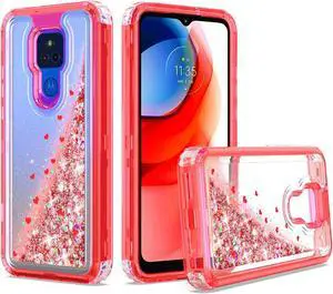 Atomic Quicksand Glitter Waterfall Hybrid Case for Motorola Moto G Play 2021 - Red