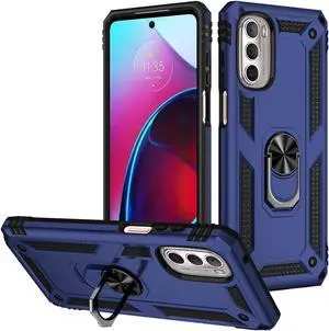 Military Grade Hybrid Case with Ring Holder for Motorola Moto G Stylus 4G 2022 - Navy Blue