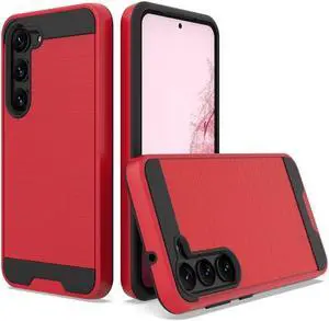 Brushed Textured Hybrid Case for Samsung Galaxy S23 Plus - Red