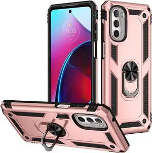 Military Grade Hybrid Case with Ring Holder for Motorola Moto G Stylus 4G 2022 - Rose Gold