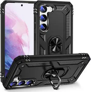 Military Grade Hybrid Case with Ring Grip for Samsung Galaxy S23 Plus - Black