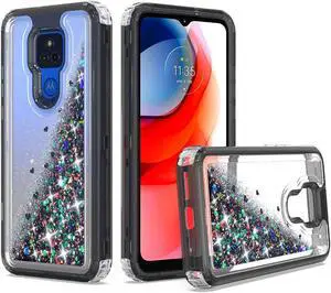 Atomic Quicksand Glitter Waterfall Hybrid Case for Motorola Moto G Play 2021 - Black