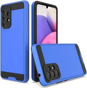 Brushed Textured Hybrid Armor Case for Samsung Galaxy A53 5G - Blue