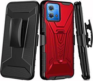3-IN-1 Advanced Armor Hybrid Case with Belt Clip Holster for Motorola Moto G Stylus 5G 2023 - Red