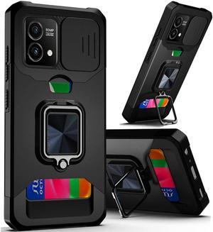 Military Grade All-In-One Ring Stand Card Case for Motorola Moto G Stylus 5G 2023 - Black