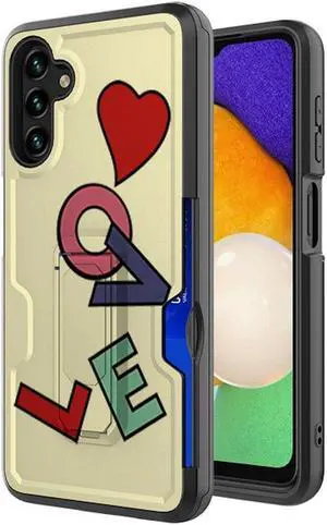 Ultra Rugged Hybrid Kickstand Case with Card Slot for Samsung Galaxy A13 5G - Love