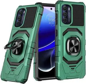 Robotic Series Dual Layer Hybrid Case with Ring Holder for Motorola Moto G Stylus 5G 2022 - Green