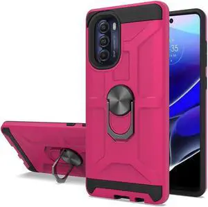 Dynamic Dual Layer Hybrid Case with Ring Holder for Motorola Moto G Stylus 5G 2022 - Hot Pink