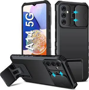 Camera Privacy Cover Hybrid Case with Kickstand for Samsung Galaxy A14 5G - Black