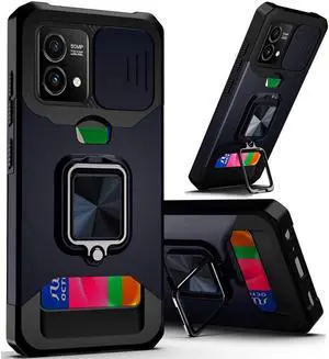 Military Grade All-In-One Ring Stand Card Case for Motorola Moto G Stylus 5G 2023 - Blue