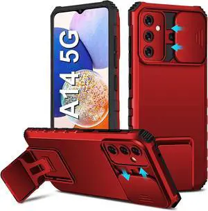 Camera Privacy Cover Hybrid Case with Kickstand for Samsung Galaxy A14 5G - Red