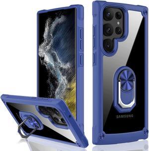 Tough Shield Snap-on Transparent Case with Ring Grip for Samsung Galaxy S23 Ultra - Blue