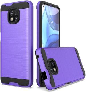 Brushed Textured Hybrid Armor Case for Motorola Moto G Power 2021 - Purple