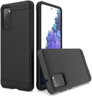 Brushed Metal Texture Hybrid Armor Case for Samsung Galaxy S20 FE Fan Edition - Black