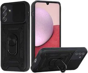 Elite Series Hybrid Case with Ring Grip and Camera Lens Cover for Samsung Galaxy A14 5G - Black