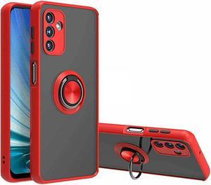 Transparent Hybrid Case with Ring Grip for Samsung Galaxy A14 5G - Red