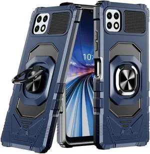 Robotic Series Dual Layer Hybrid Case with Ring Stent Finger Loop for Celero 5G - Navy Blue
