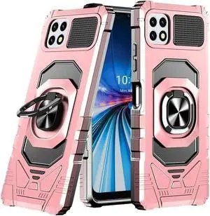 Robotic Series Dual Layer Hybrid Case with Ring Stent Finger Loop for Celero 5G - Rose Gold