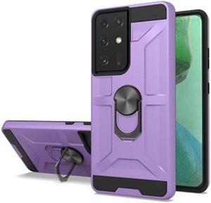 Dynamic Dual Layer Hybrid Case with Ring Holder for Samsung Galaxy S21 Ultra 5G - Purple