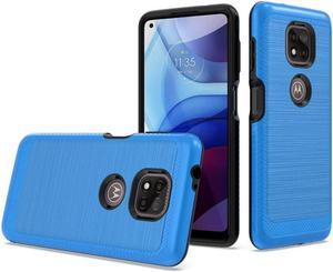Brushed Textured Dual Layer Hybrid Case for Motorola Moto G Power 2021 - Blue