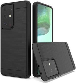 Brushed Textured Hybrid Armor Case for Samsung Galaxy S21 Ultra 5G - Black