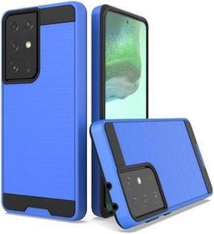 Brushed Textured Hybrid Armor Case for Samsung Galaxy S21 Ultra 5G - Blue