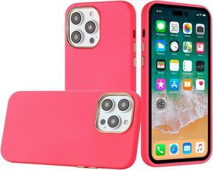 Soft Touch Dual-Layer Hybrid Case for iPhone 14 Pro Max - Hot Pink