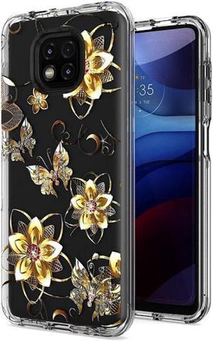 Butterfly Series Dual Layer Transparent Hybrid Case for Motorola Moto G Power 2021 - Golden