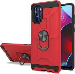 Dynamic Dual Layer Hybrid Case with Ring Holder for Motorola Moto G Stylus 4G 2022 - Red