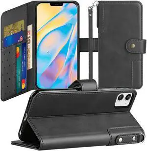 Executive Leather-Style Wallet Case for iPhone 14 Pro - Black